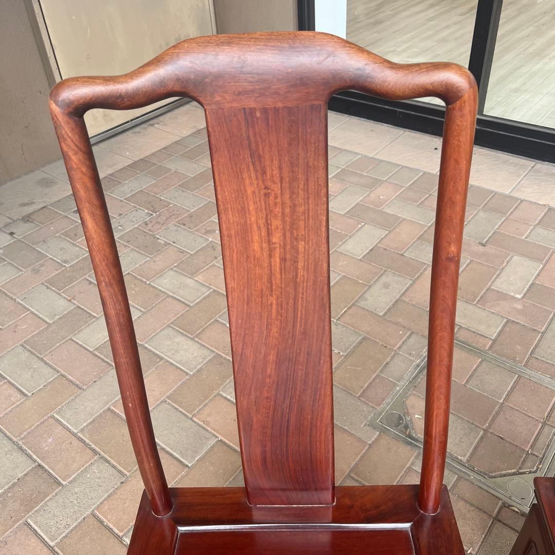 ②唐木家具 ダイニングチェア 食卓椅子 アームチェア 花梨材 馬蹄脚