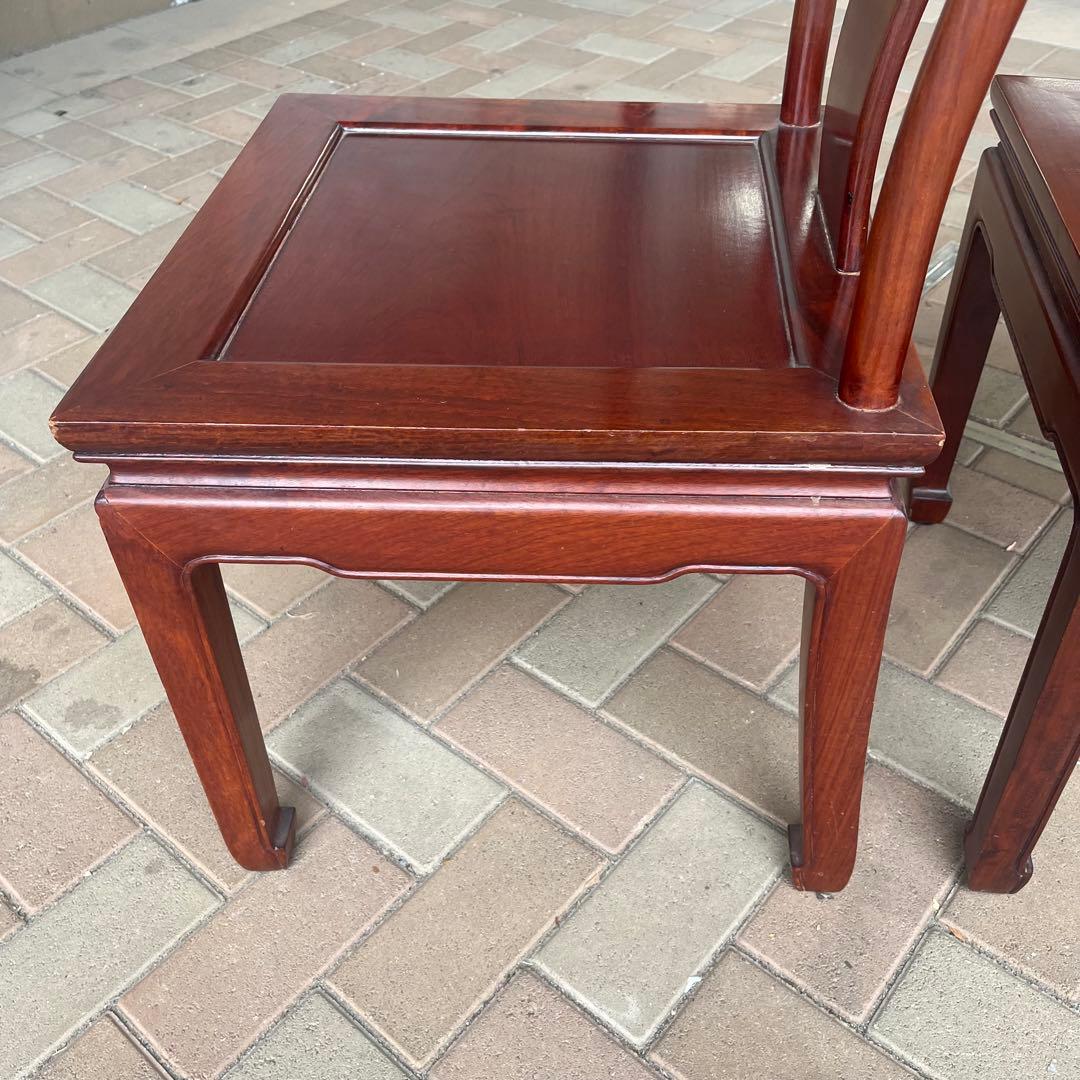 ②唐木家具 ダイニングチェア 食卓椅子 アームチェア 花梨材 馬蹄脚