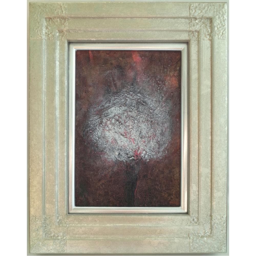 内野隆文　花　絵画　アクリル画　サムホール　現代美術　アート作品　額縁　真作