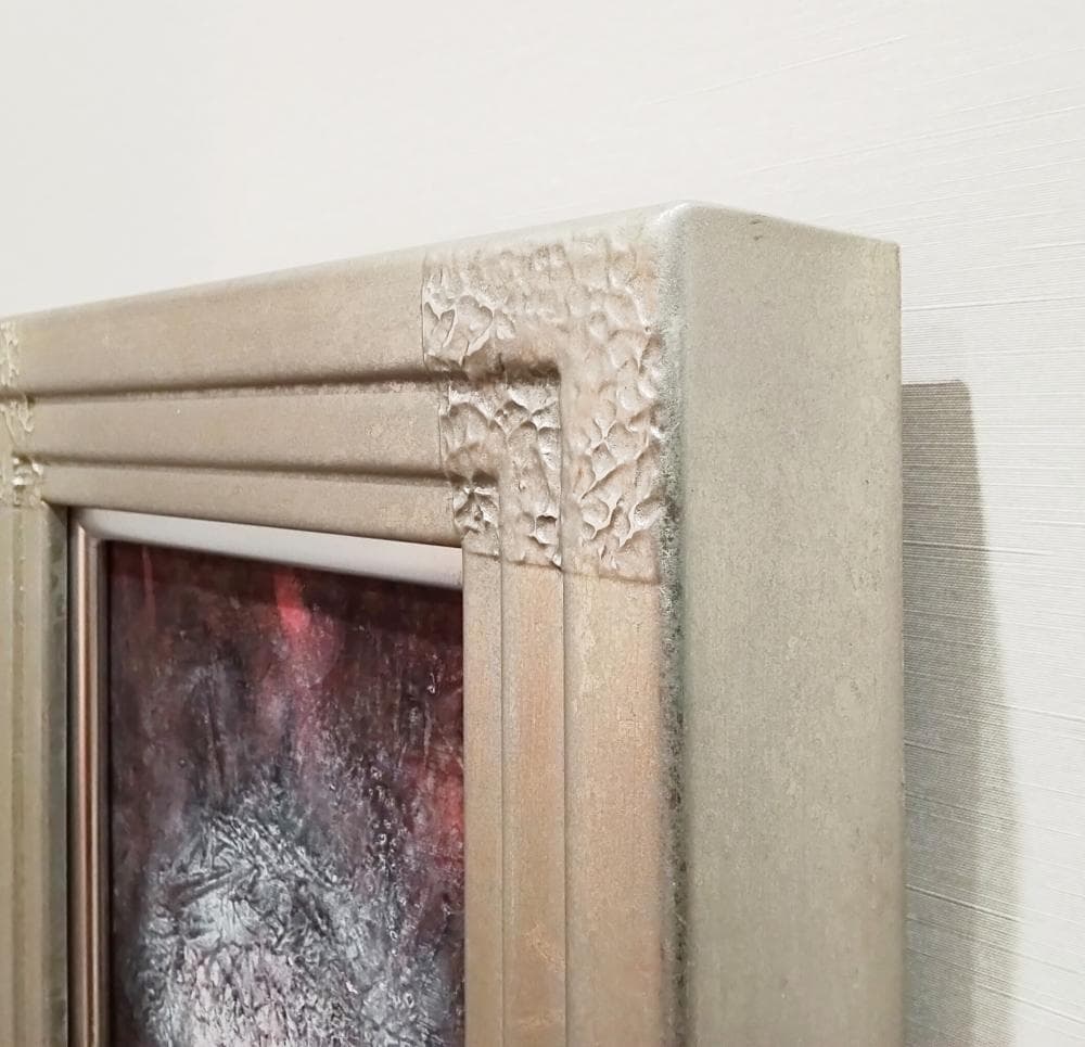 内野隆文　花　絵画　アクリル画　サムホール　現代美術　アート作品　額縁　真作