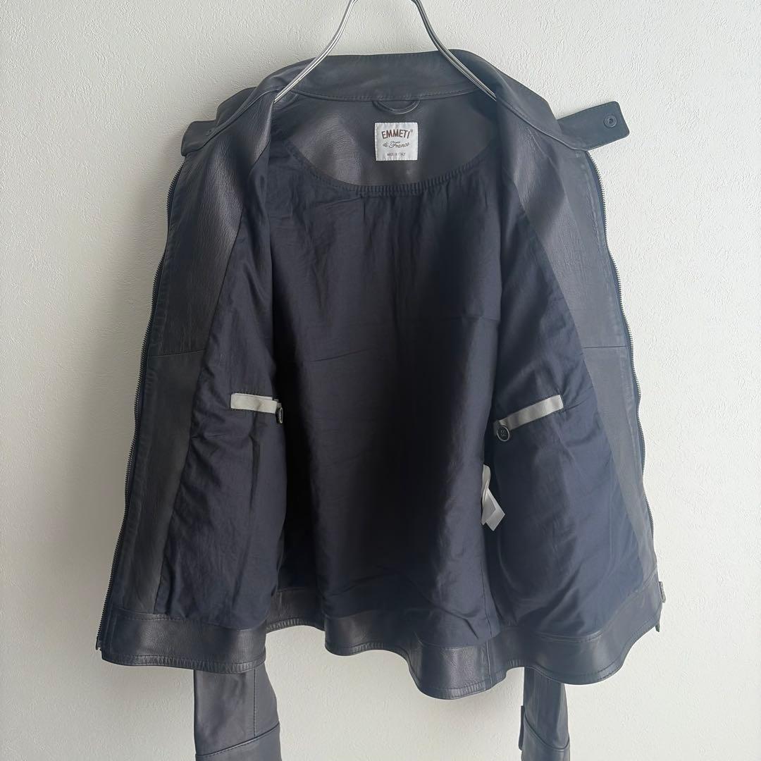 【美品✨52‼︎】EMMETI エンメティ JURI ラムレザーシングルライダース