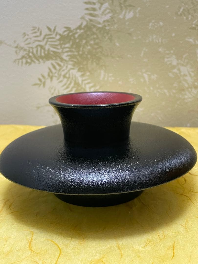 茶道具　天目台　山中塗　黒漆　乾漆　助田宗明作　桐共箱入り　裏千家
