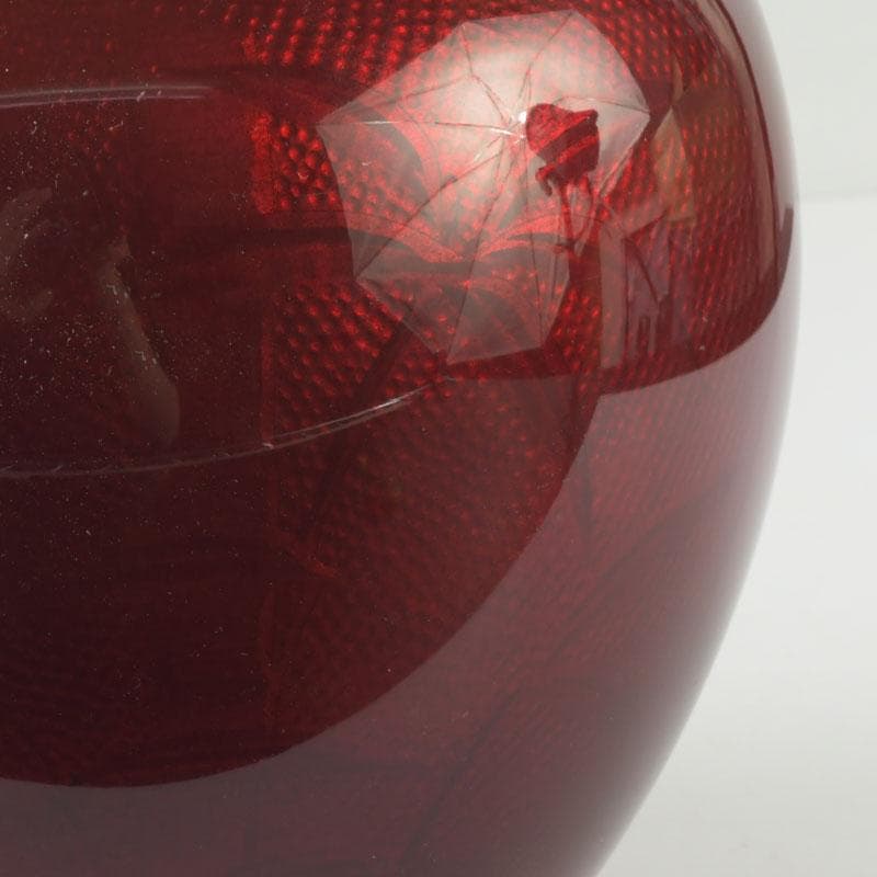 七宝焼　尾張佐藤七宝店謹製　赤透釉　四君子文　花瓶　V　9310