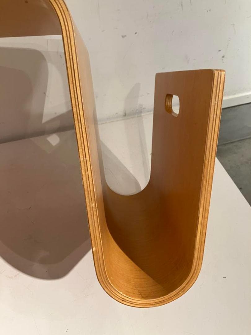 プライウッド、マガジンラック付きサイドテーブル、ミッドセンチュリー、北欧、モダン