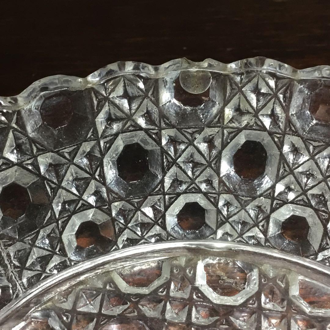 和ガラス◆ガラス鉢 2点◆大正ロマン アンティーク オーバル 取手付き