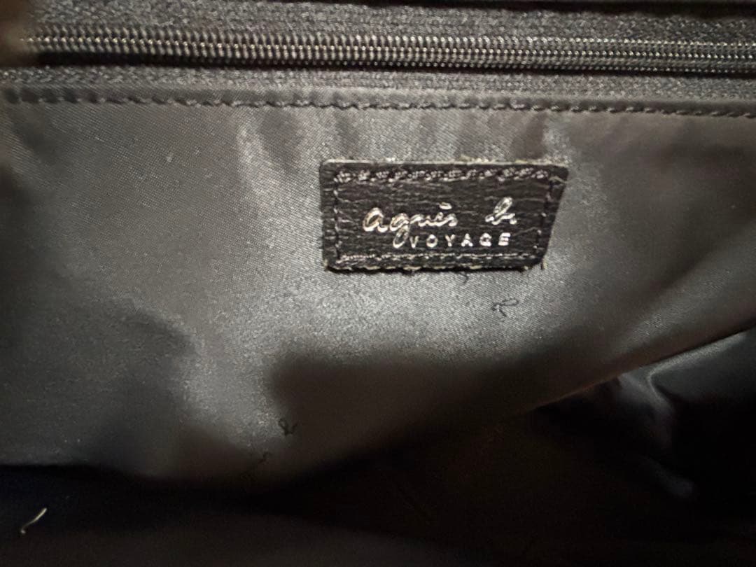 アニエスベー ブラック キャンバス レザーボストンバッグ　旅行用