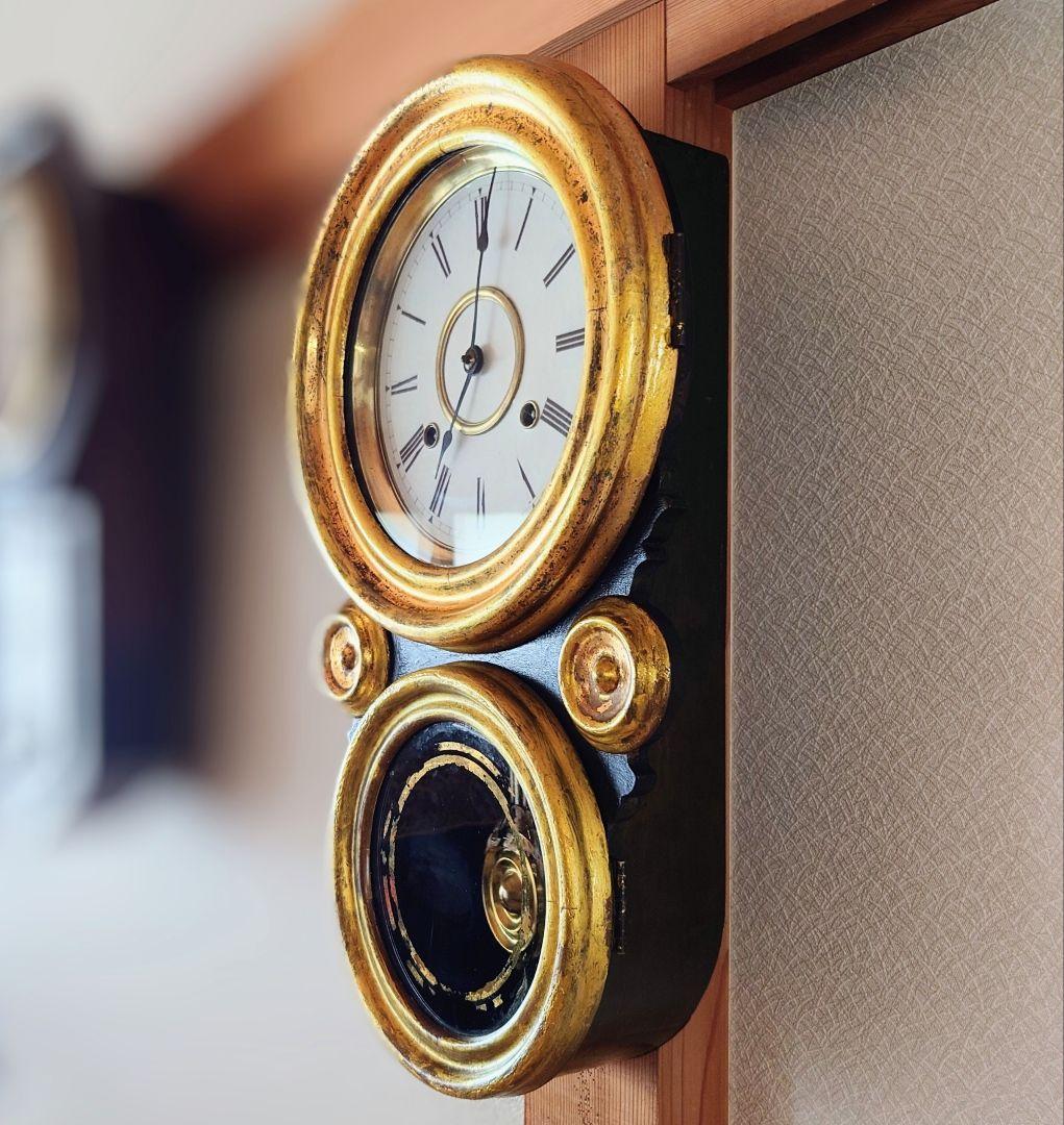 〈完動美品〉イングラハムIONIC, Gilt. 張四ツ丸達磨振り子時計　古時計