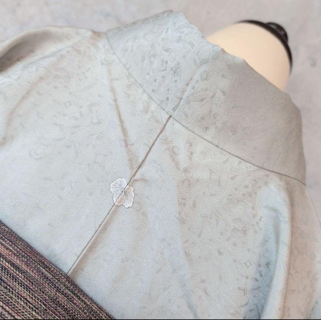 訪問着単品　付下げ正絹　シルバーグレー　パールトーン　幻想　A1r