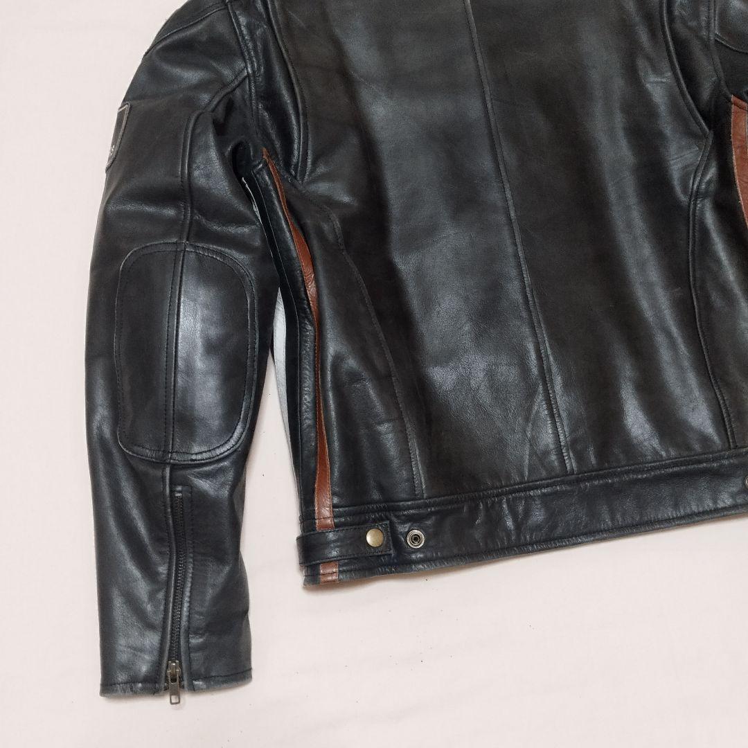 デグナー　ライダースジャケット　ブラック　牛革　ワッペン　キルティング　XL