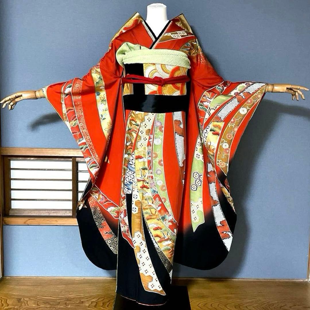 振袖フルセット　高身長　桂由美　手描き友禅　成人式振袖　振袖　裄丈70