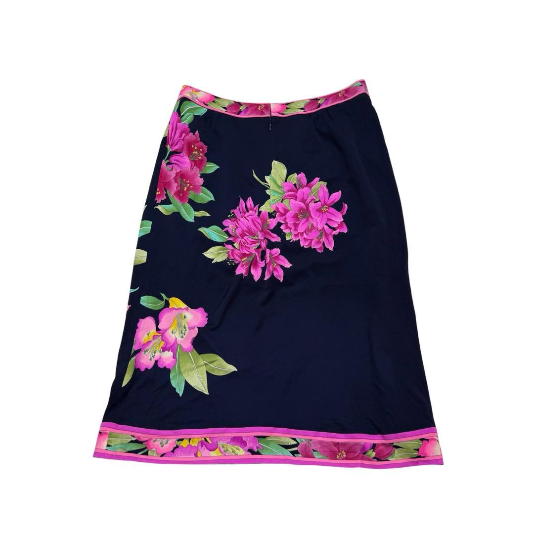 大きいサイズ LEONARD レオナール シルク100％ スカート 花柄 42