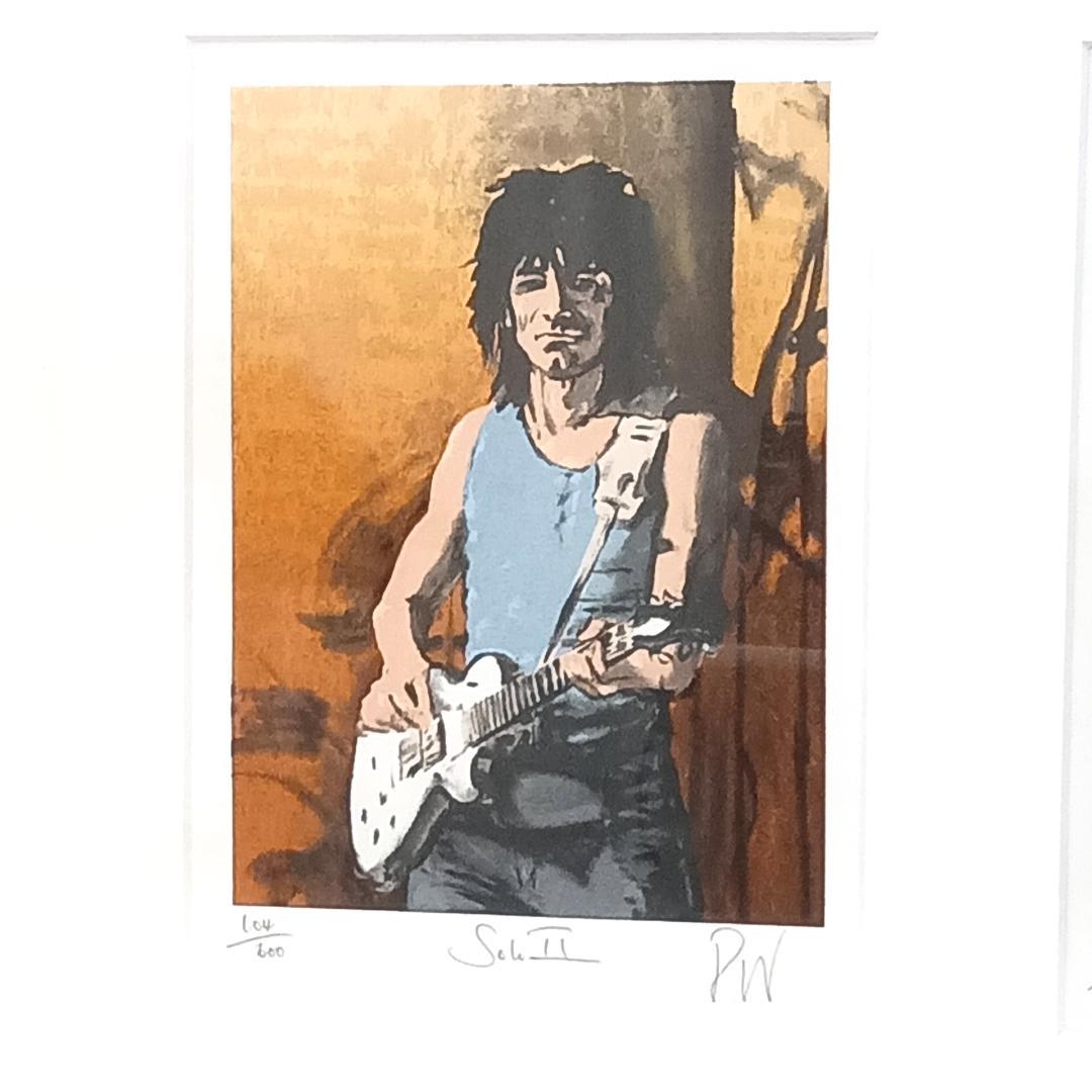 額縁付き 絵画 中型 ロンウッド リトグラフ　スライドオンディスⅡ 人物画