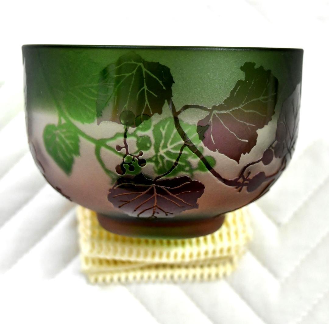 北一硝子 抹茶茶碗　夏用　ハンドメイド　サンドブラストの逸品 未使用長期保管品