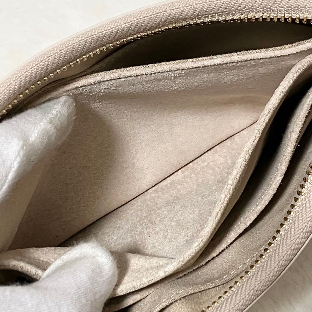 未使用級 ATAO ブーブー ショルダー バッグ 長財布 ポーチ シボ革 白