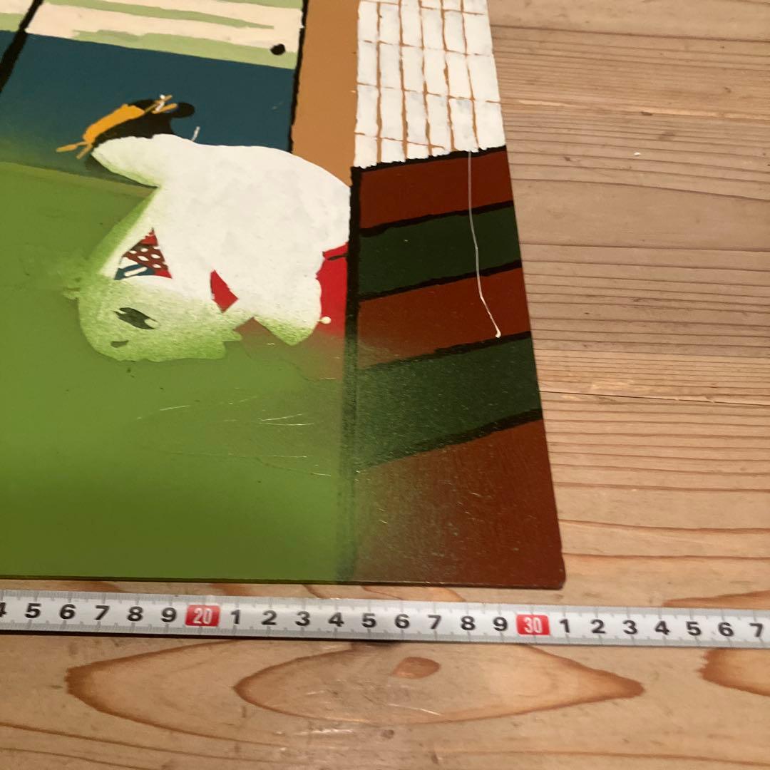 ガラス絵の浮世絵　「鈴木春信　爪切り」　美人画　時代物　骨董　インテリア