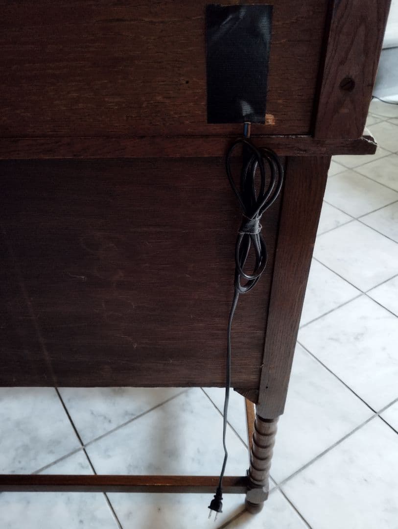 【発送11月末〜アンティーク 木製ドレッサー ミラー/コンセント付き/引出し2段