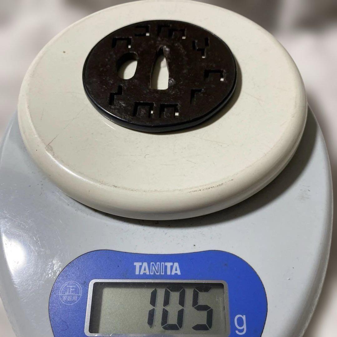 B-21 鍔　源氏香透鐔 鑑定書有り　無銘 梅忠　武具　刀装具　美術品　工芸品