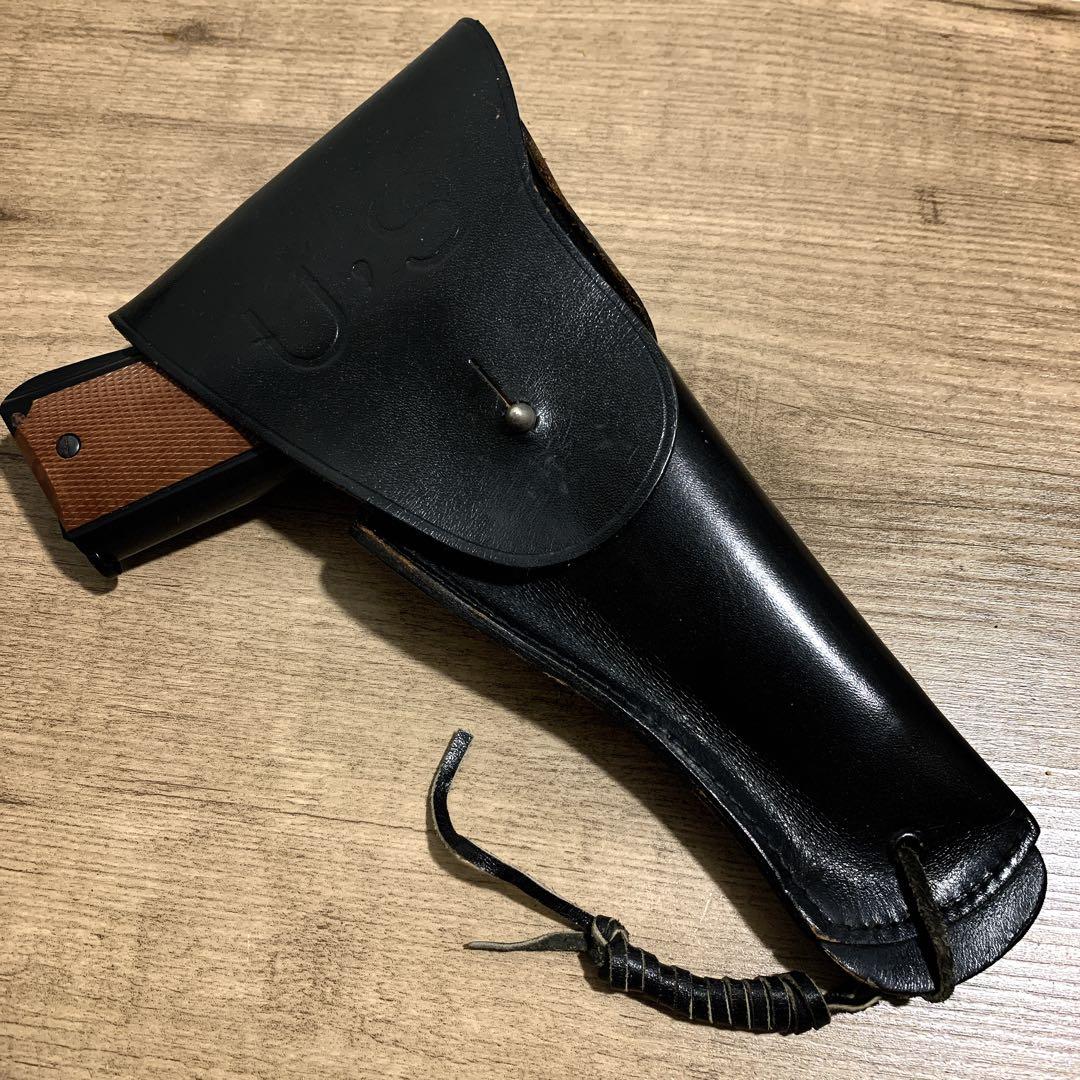 1980年代　国際産業　コクサイ　米軍 US刻印　本革　レザーホルスター　黒