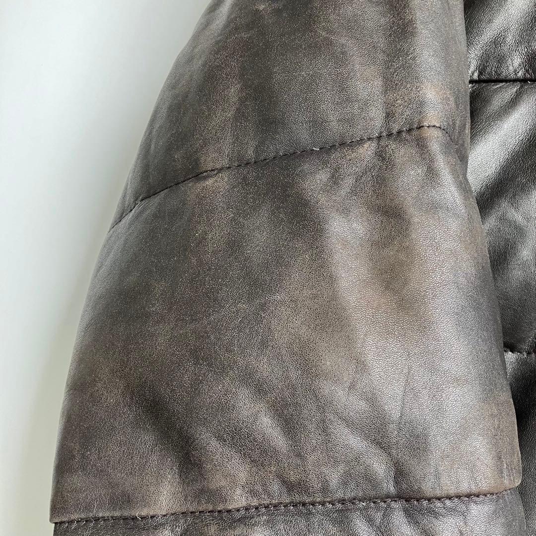 00s モンクレール 茶タグ レザー ダウンジャケット Moncler