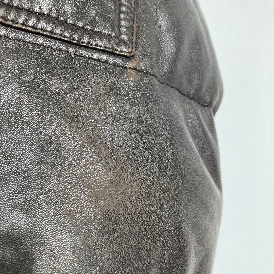 00s モンクレール 茶タグ レザー ダウンジャケット Moncler