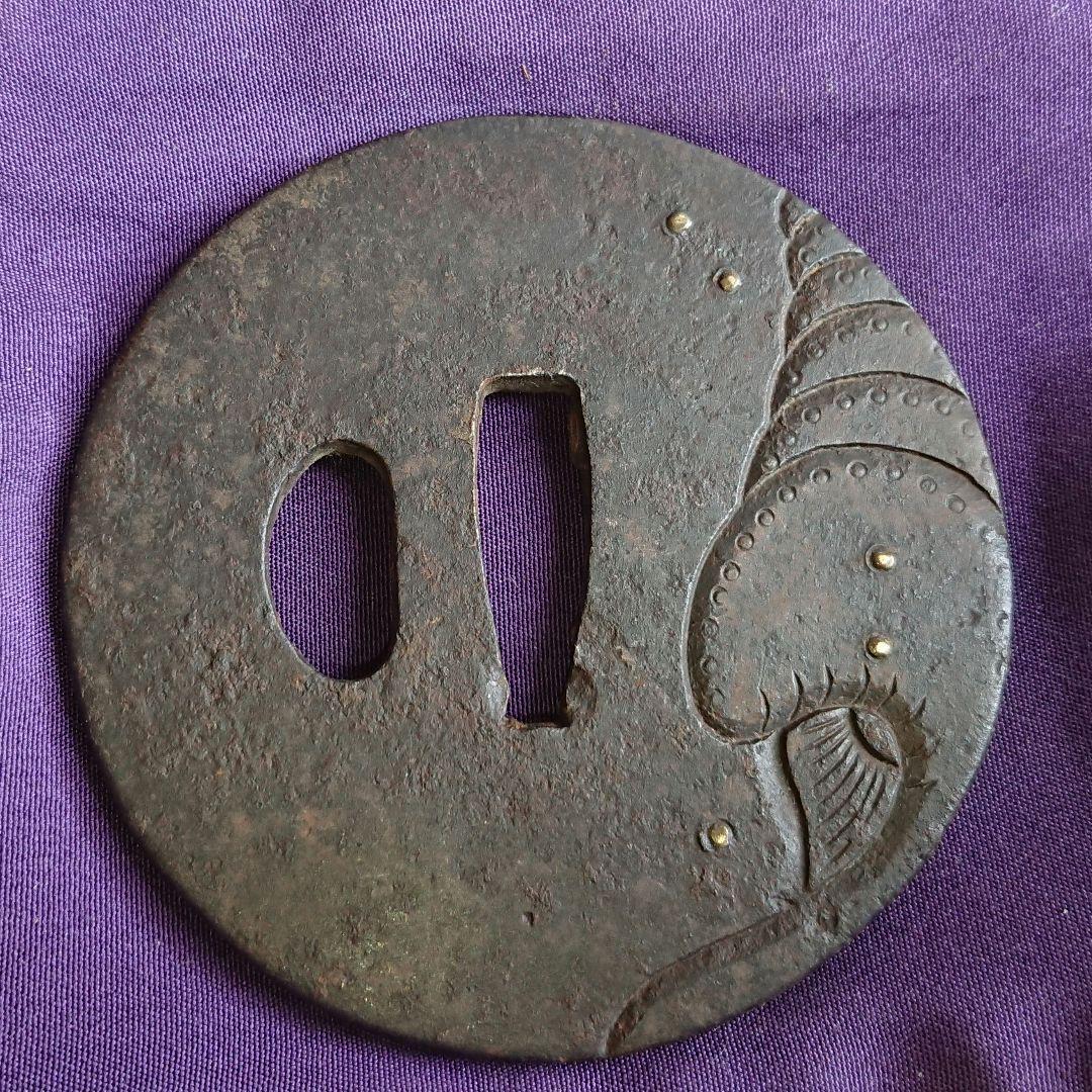 稀少 江戸後期 日本刀 刀鍔 象嵌