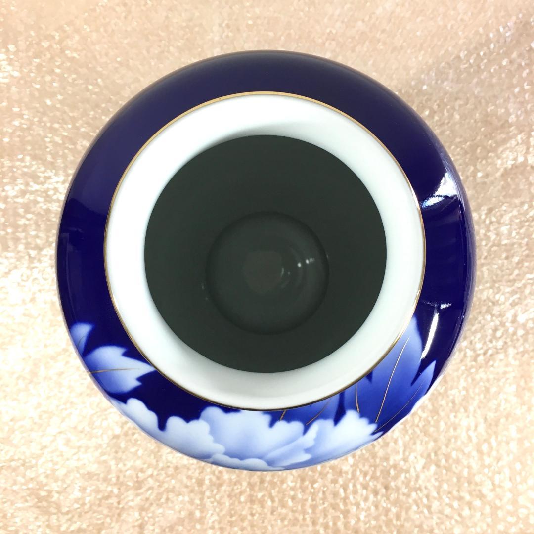 深川製磁 新品未使用超美品！ 瑠璃 牡丹 金彩 花瓶 大花瓶 花生 高さ38cm