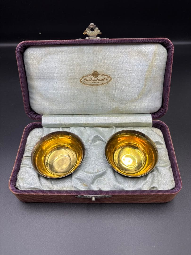 三越 純銀 銀杯 鎚目 酒盃 猪口