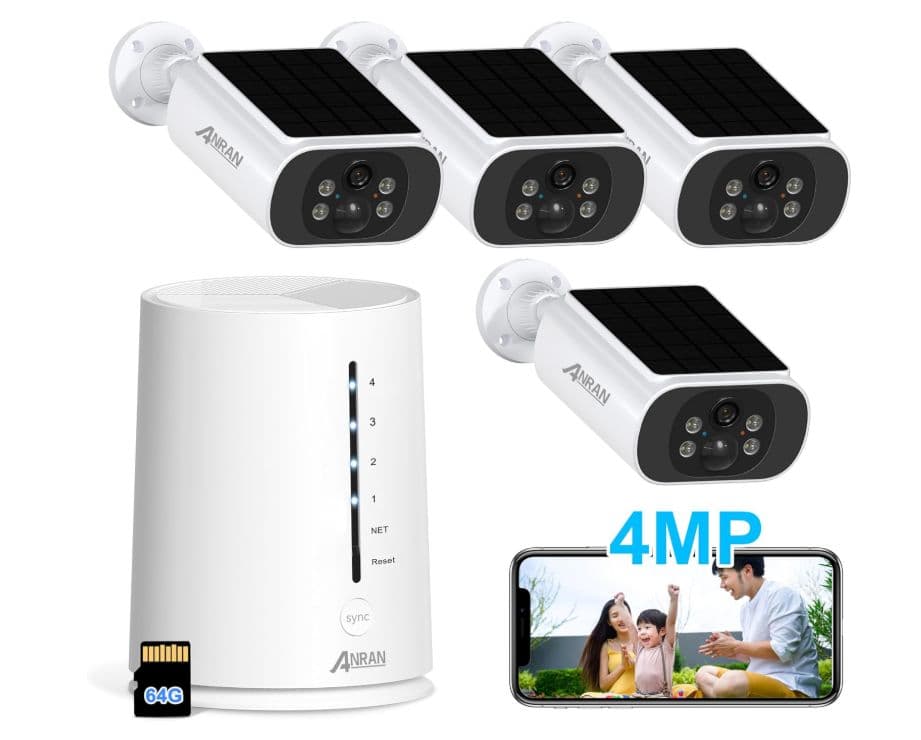 強化版400万画像・ソーラーパネル一体型・4台セット 屋外 電源不要 ワイヤレス