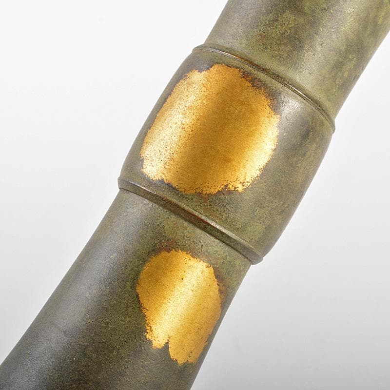 平安　秦蔵六造　 塗金銅　立鼓式花瓶　共箱　D　R7305