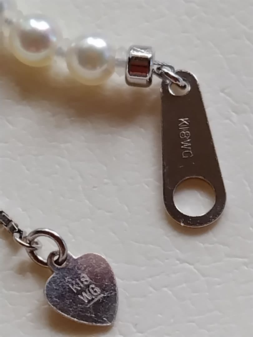 【艶照り最高】K18WG アジャスター付き あこや真珠ベビーパールネックレス