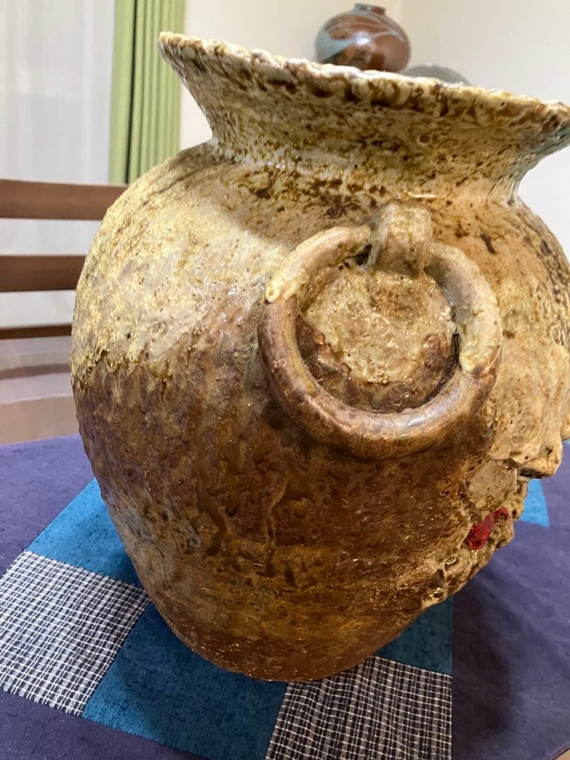 楽山焼、蟹細工壺、アンティーク壺 工芸品、骨董品、陶芸
