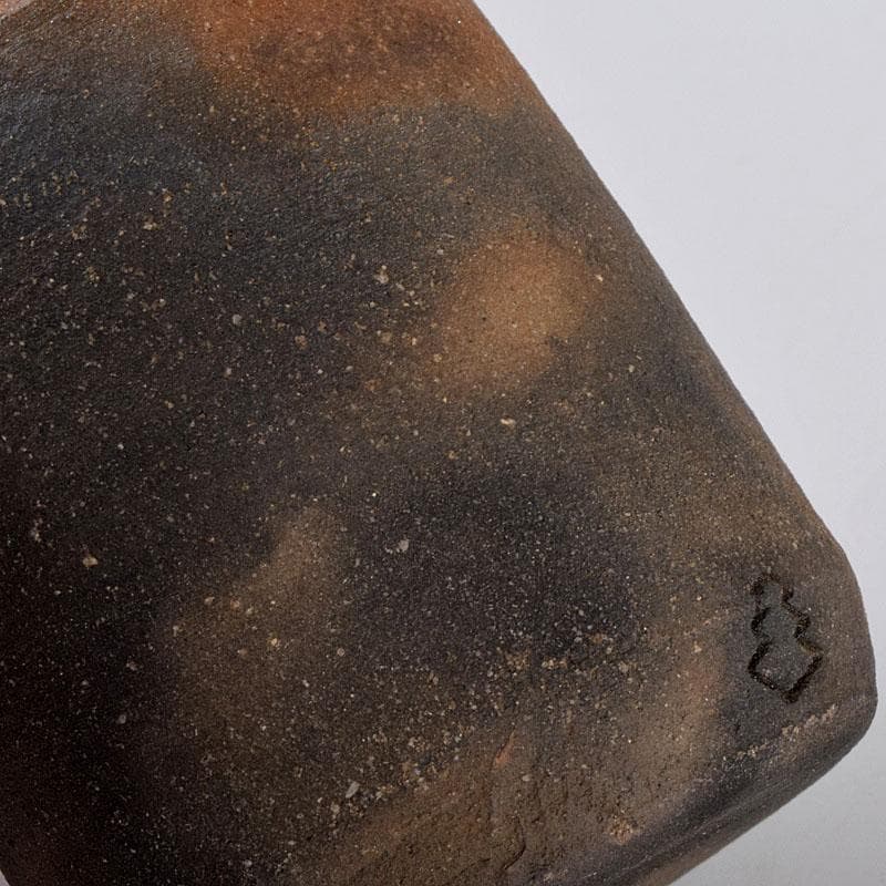 茶道具　唐津焼　四代　中野陶痴造　焼締茶入　仕覆付　共箱　V　8892