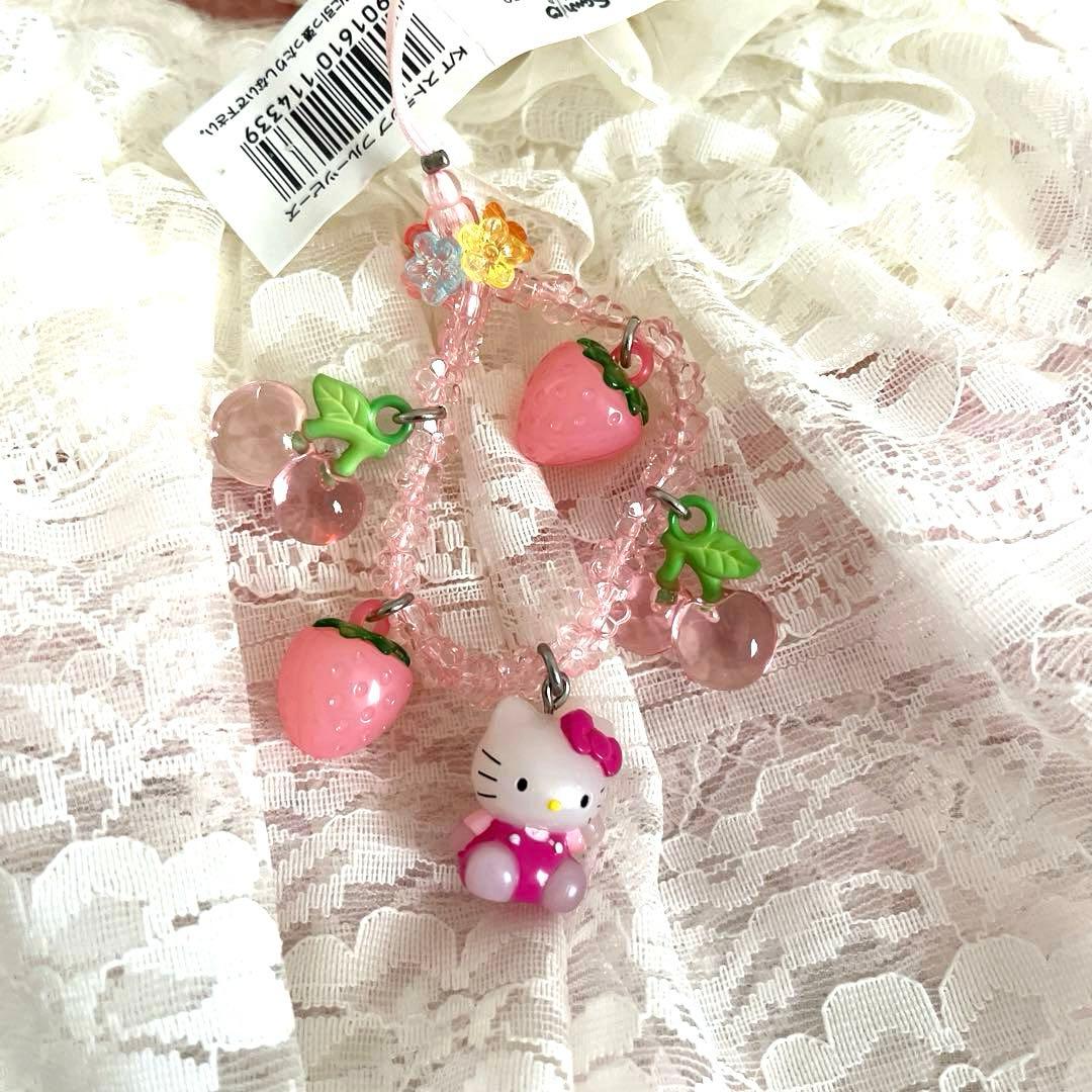 レア‼️ハローキティ クリスタルビーズ ストロベリー ストラップ