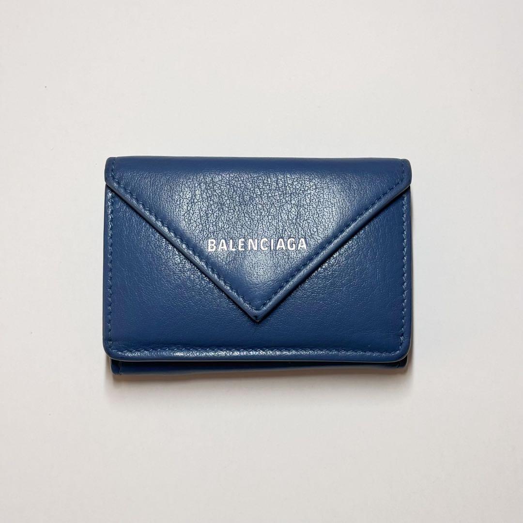 BALENCIAGA 財布 ブルー ペーパーウォレット