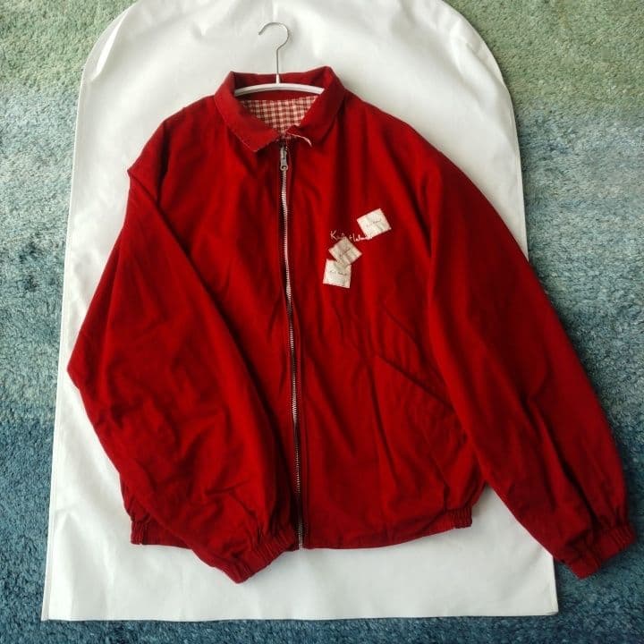 Karl Helmet 赤＆チェック リバーシブルジャケット・ユニセックス