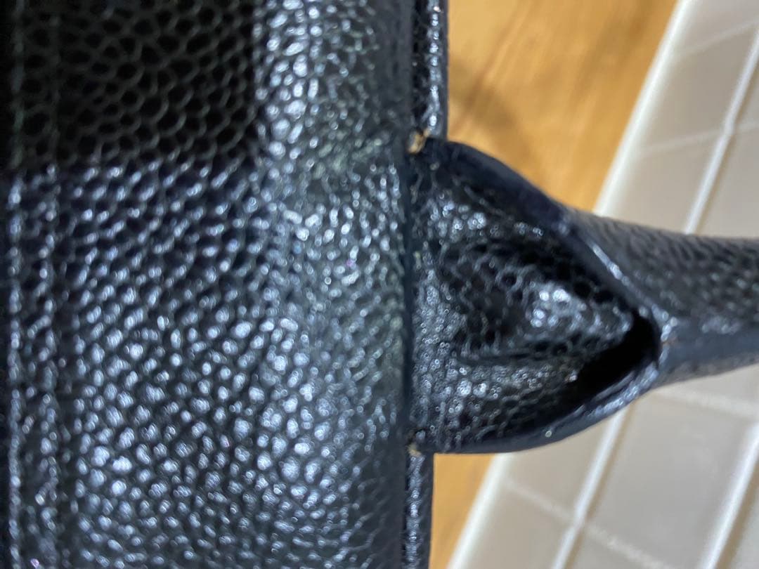 シャネルミニボストンバッグ ココマーク マトラッセキャビアスキンハンドバッグ