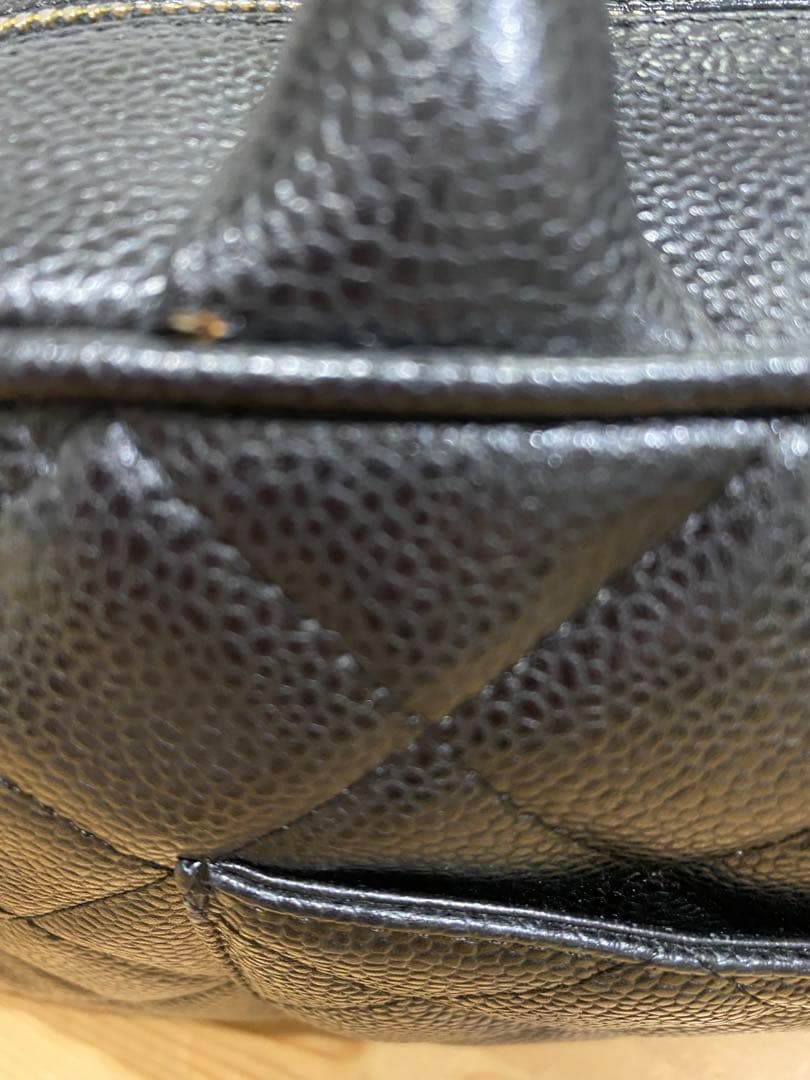 シャネルミニボストンバッグ ココマーク マトラッセキャビアスキンハンドバッグ