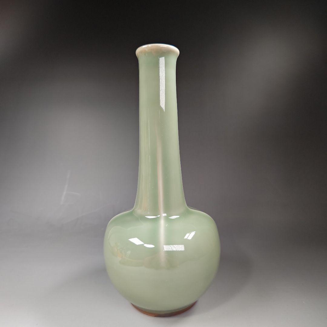 イ291 花生『大本山　大覚寺　御所好　雪月花』『花瓶3点揃　共箱』瓢　青磁　竹