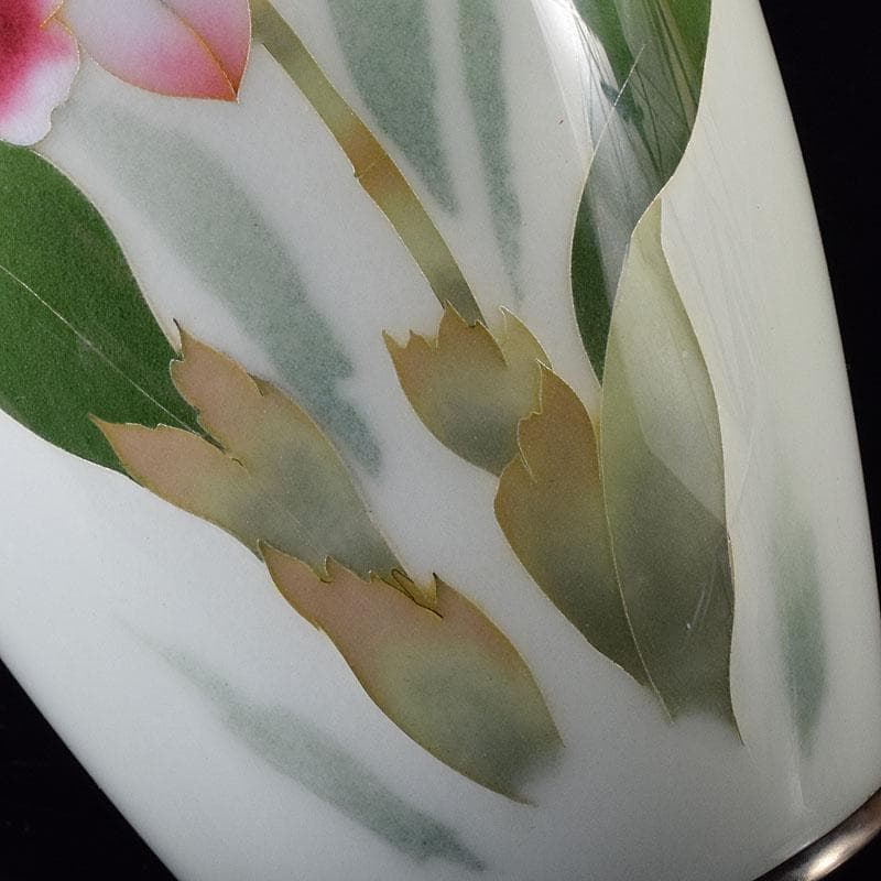 七宝焼　後藤七宝　後藤銅器店　花文　花瓶　書付箱　V　R8181