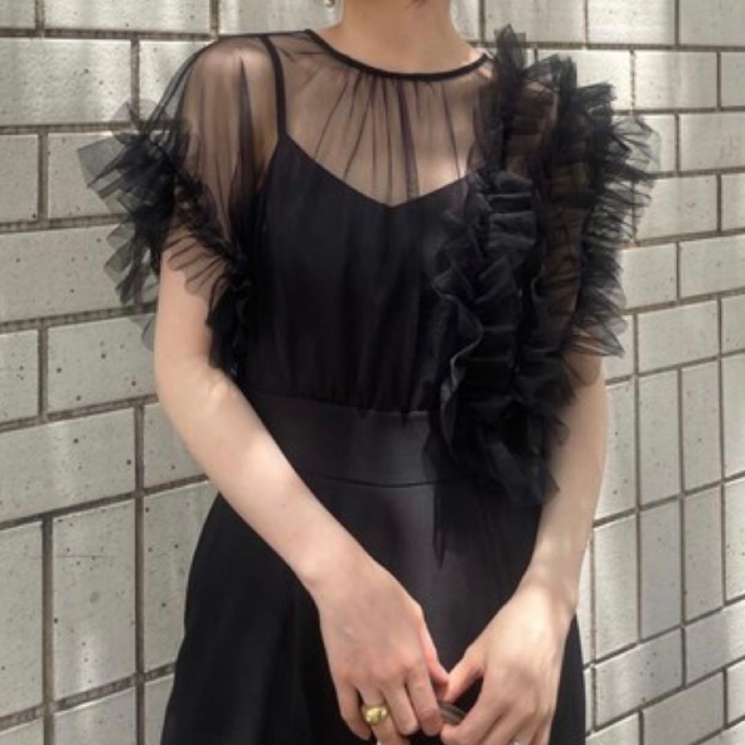 ラグナムーン チュールフリル パンツドレス オールインワン S オケージョン 黒