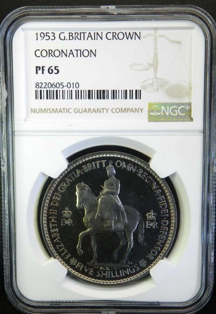 1953年 イギリス エリザベス2世 NGC 白銅貨 クラウン PF65 銀貨