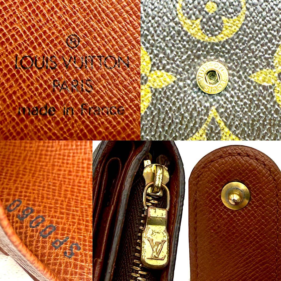 ルイヴィトン　モノグラム　二つ折り財布　手帳型　ポルトパピエジップ　パスケース付