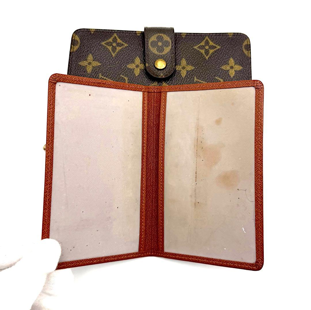 ルイヴィトン　モノグラム　二つ折り財布　手帳型　ポルトパピエジップ　パスケース付
