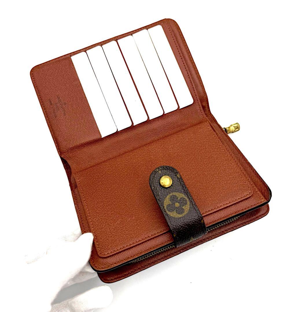 ルイヴィトン　モノグラム　二つ折り財布　手帳型　ポルトパピエジップ　パスケース付