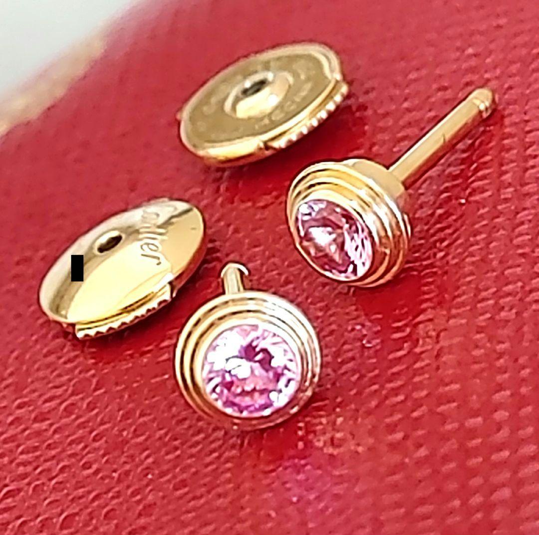 ※やや訳あり☆カルティエ ダムール K18PG ピンクサファイアピアス 証明書有