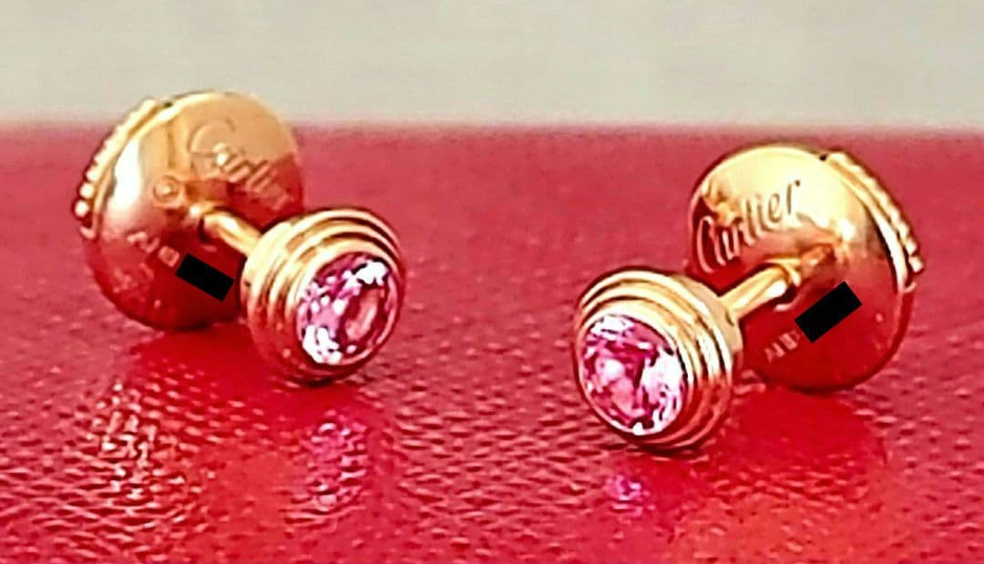 ※やや訳あり☆カルティエ ダムール K18PG ピンクサファイアピアス 証明書有