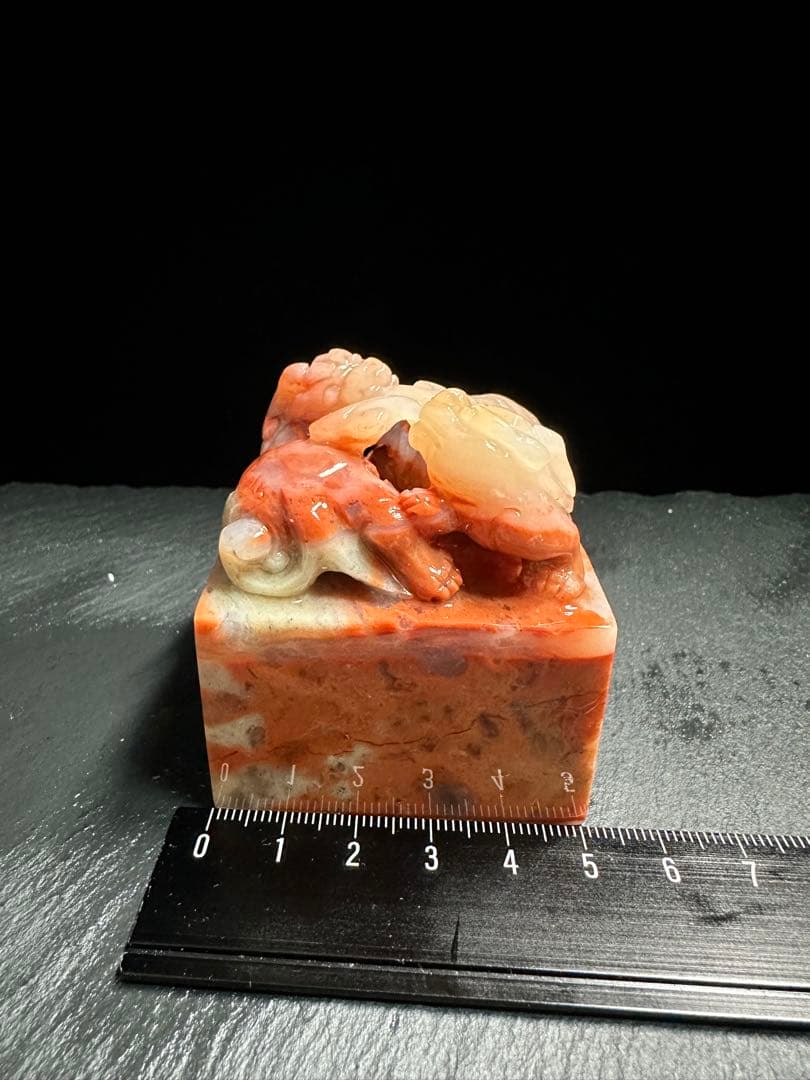 61ラオス石　手彫り　篆刻　書道　印材　日展　遊印　雅号印　箱付き