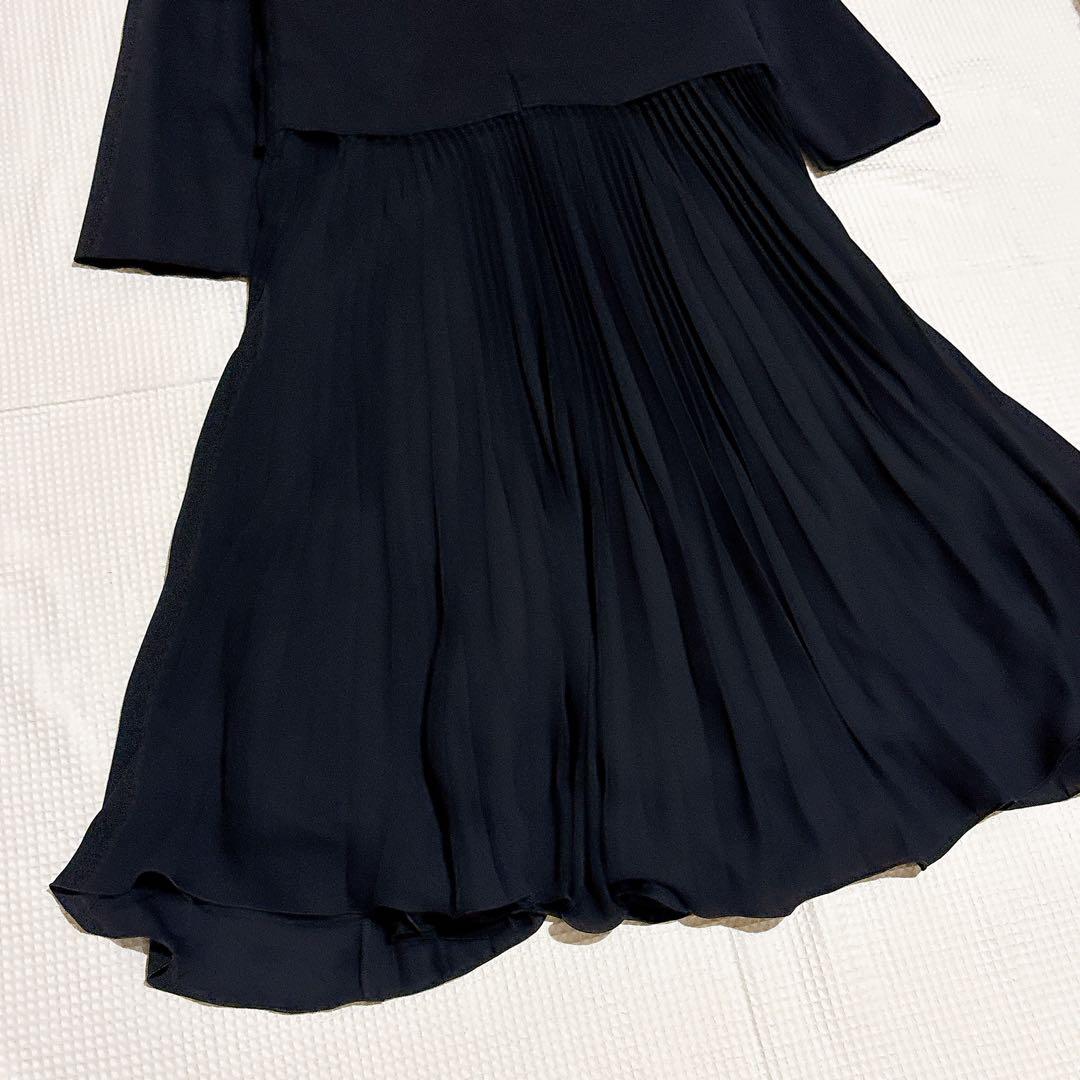 新品✨組曲 洗えるジャージコンビプリーツ ワンピース 近年 大きい ゆったり