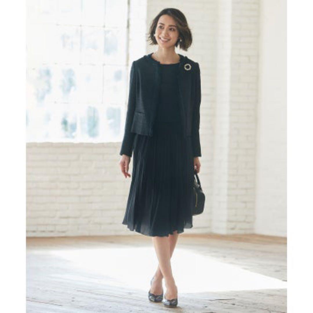 新品✨組曲 洗えるジャージコンビプリーツ ワンピース 近年 大きい ゆったり