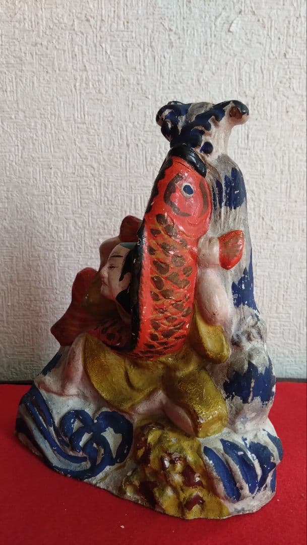 土人形　堤土人形　大型　鯉の滝登り　明治期　歌舞伎